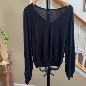 7 for All Mankind V-Neck Pullover Luxury Blouson Sweater Size L